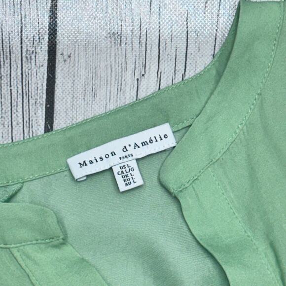 Maison d’ Amelie Chic Dolman Sleeve Boxy Green Blouse Size Large - Picture 2 of 3